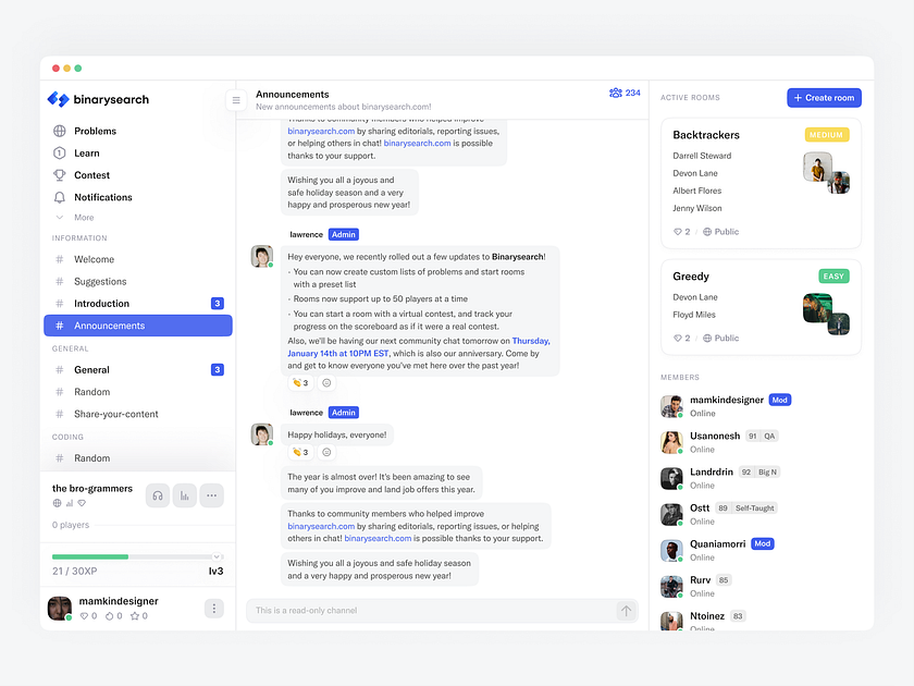 Binarysearch – Chat UI by Valera Pieŭnioŭ on Dribbble