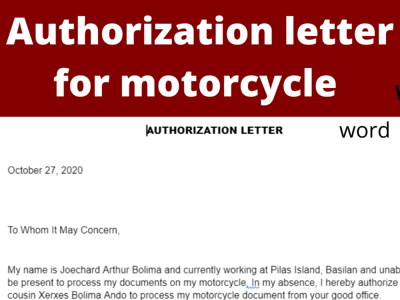 Dribbble - ... Authorization letter for motorcycle - sample word ...