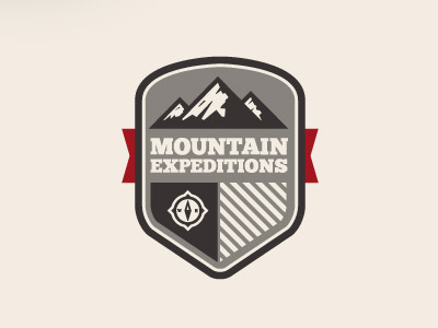 Mountain Expeditions Badge adventure badge camping climbing compass emblem expedition exploration mountain outdoors patch vector