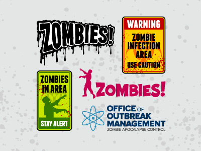Zombie signs & text dead grunge lettering logo outbreak retro sign undead vector walker walking dead zombie