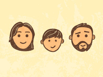 Family doodle cartoon character doodle family illustration