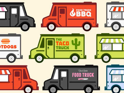 Food Trucks chef food hotdog icon illustration taco truck vector vehicle