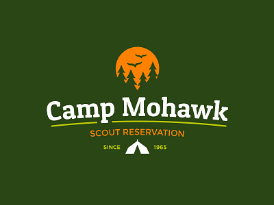 Camp Mohawk camp forest logo mohawk scout sun tent tree woods