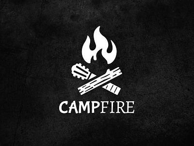 Campfire Festival camp campfire concert festival fire flame guitar log logo music summer
