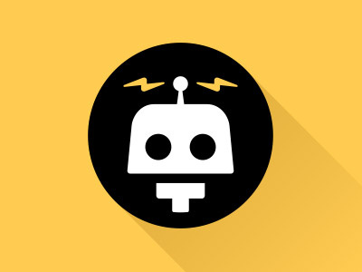 Robot android bolt bot droid electric head icon lightning logo robot vector