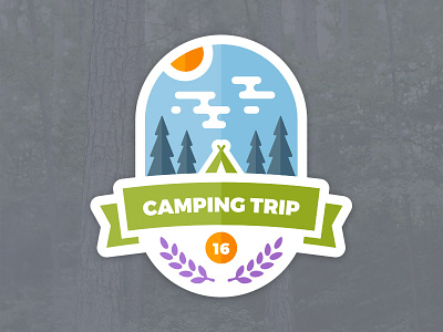 Camping Trip Badge badge camp camping emblem forest graphic outdoors sticker tent tree vector woods
