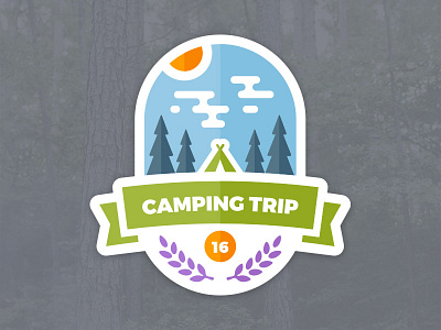 Camping Trip Badge badge camp camping emblem forest graphic outdoors sticker tent tree vector woods