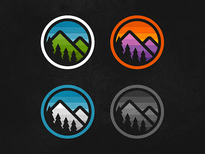 Mountain Badges badge colorful forest graphic icon mountain peak retro tree vector woods