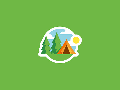 Camp camp camping graphic icon illustration sun tent tree vector