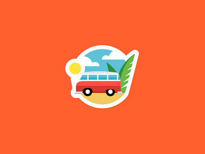 Beach Van beach bus graphic icon illustration sun surf van vector vw wagon