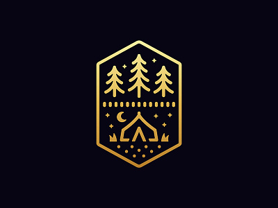 Camp Emblem badge camp camping emblem gold graphic metal teepee tent tree