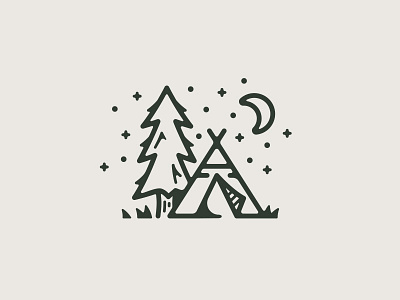 Teepee Tree camp camping drawing illustration moon nature outdoors sketch teepee tent tree vector