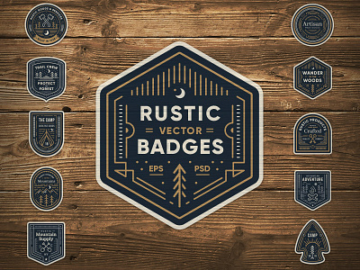 Rustic Badges arrow badge emblem patch retro rustic tree vector vintage woods