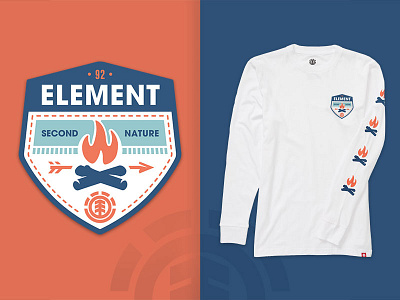 Element Bryce Longsleeve badge campfire element fire graphic patch skate skateboards t shirt vector