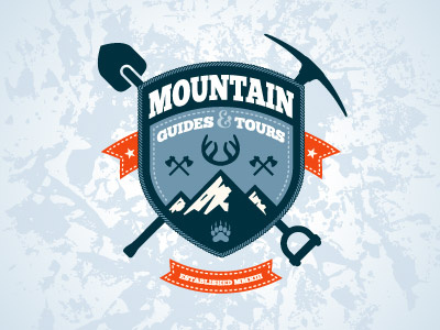 Mountain Emblem adventure badge camp camping climbing expedition exploration guide label mountain outdoor patch tree wilderness
