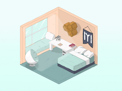 Kayi room decoration design isometric minimal room