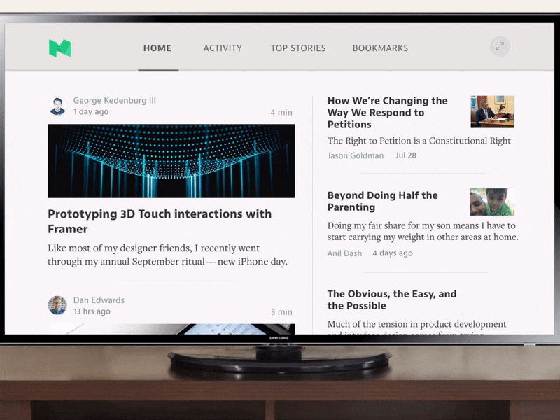 Medium for Apple TV Concept - Two Column Design