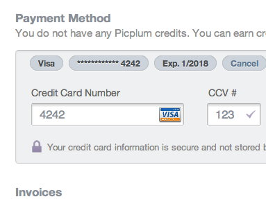 Picplum CC form tweaks card credit picplum stripe