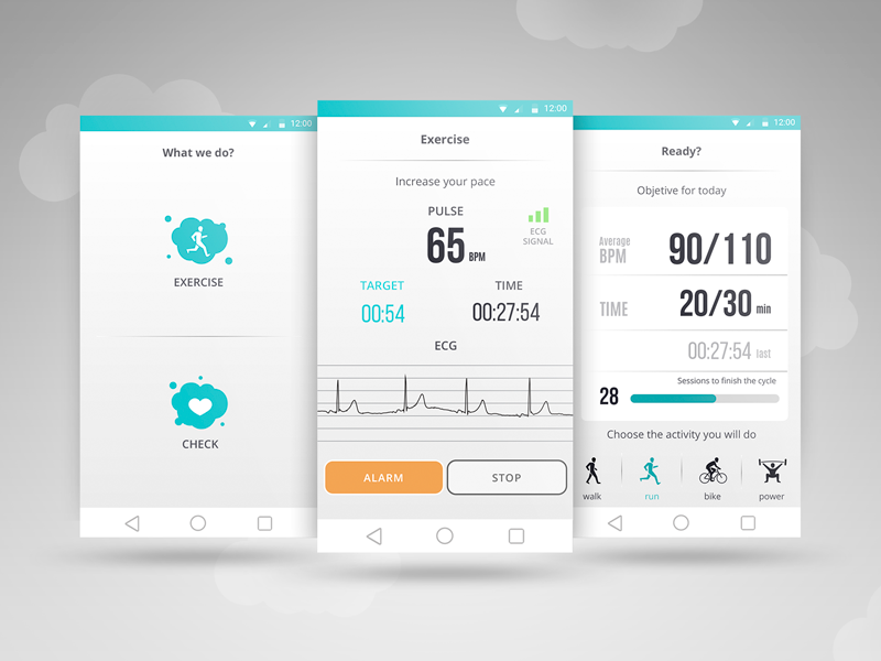 Nuubo check exercise heart ecg sport app concept ux ui health medical
