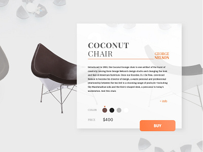 Furniture concept app chair coconut commerce detail furniture