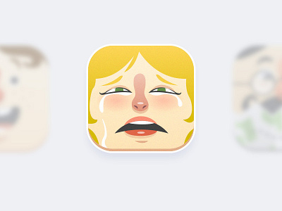 Icon set - Sad app crying feeling girl icon illustration launcher