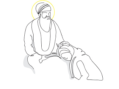 guru nanak dev ji line sketch