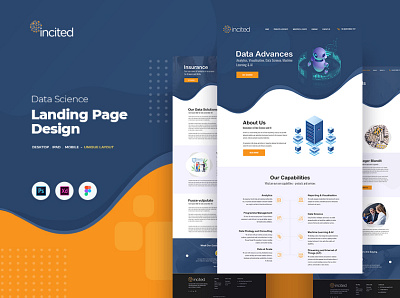 Incited - Landing Page animation app branding design graphic design illustration logo motion graphics typography ui ux vector