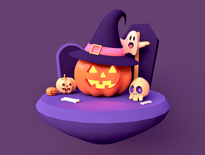 Happy Halloween 3d 3d art character color design graphic design halloween illustration pumkin