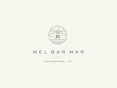 Mel Bar Mar lighthouse lines logo simple