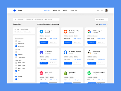 Job finder ui ux