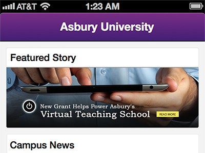 Asbury Mobile app asbury ios mockup sketch university