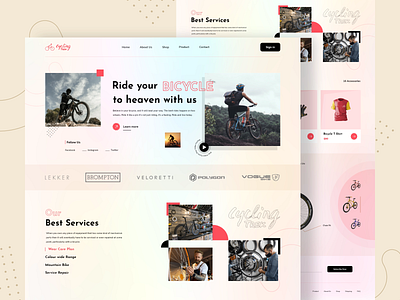 Bicycle Shop Landing Page Design 3d animation bestcamerashop billing splitter app design branding graphic design illustration logo motion graphics ui