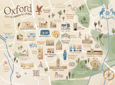 Illustrated Map of Oxford design icon illustration map typography