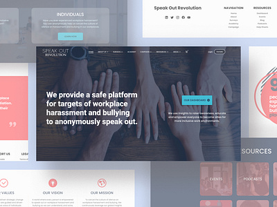 Speak Out Revolution branding design figma landing page logo mobile app redesign speak out squarespace ui ui design uiux uiux design ux web app web design web development website workplace harassment