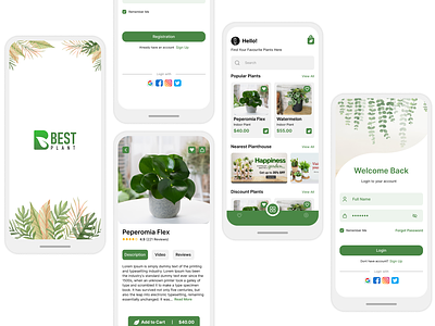 Plant Shop App UI Kit | Plant Mobile UI Kits academy app class farming garden gardener gardening green horticulture plant planting school