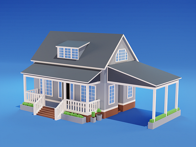 Low Poly Suburban House