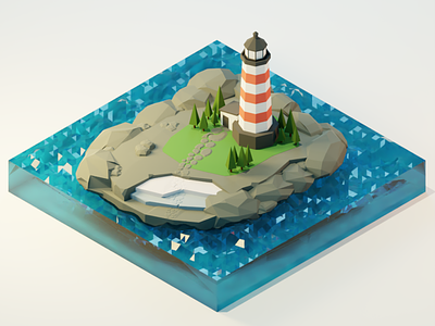 Low Poly Lighthouse Island