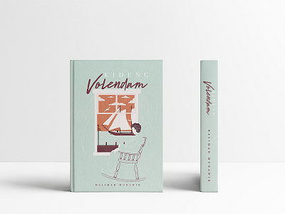"Kidung Volendam" book book cover cover drawing hand drawn man netherland sea ship sunset vintage volendam
