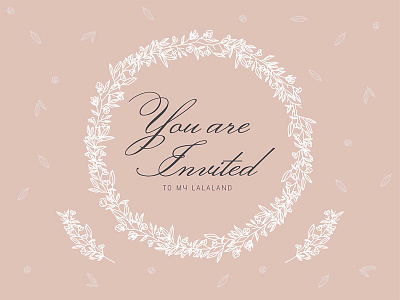 You Are Invited botanical floral flower hand drawn nude outline pastel spring vector wreath