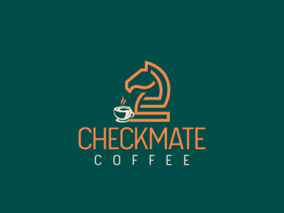 COFFEE LOGO | Flat/minimalist logo best logo branding business logo checkmate coffee coffe bean coffee coffee logo cup flat logo identity knight logo minimal premium logo timeless logo