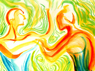 Dancers abstract art abstract colors abstract design art brush and ink color colorful colorful art colorful design illustration ink painting inks painting