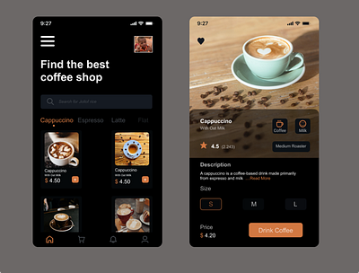 Coffee Shop app branding dailyui design homepage typography ui ux
