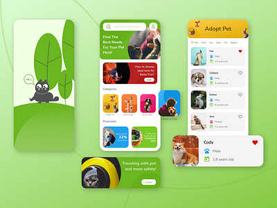 Pet Adoption and Shop App design mobile app ui