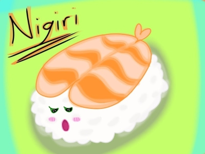Kawaii Nigiri digital design ibis paint nigiri painting practice sushi