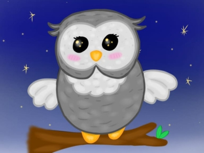 Nighty Owl digital design ibis paint night time owl paint