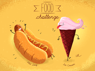 Food Challenge character character design food funny happy hot dog ice cream whimsical