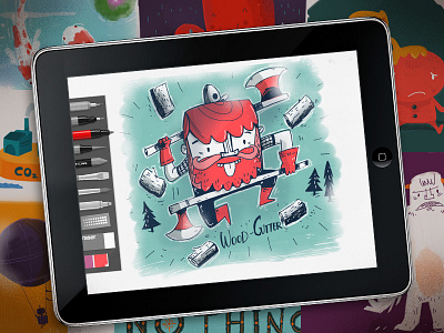Happy Wood-Cutter - ipad sketch drawing ipad sketch sketches video wood cutter