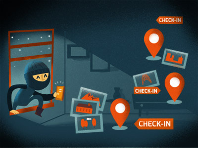 Social Media burglar burglar check in infographic mobile social status