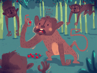 Monkeys! - concept art character design concept fruits illustration jungle monkeys