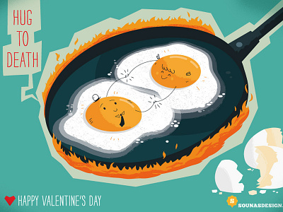 :::Hug to Death::: characters eggs fry happy illustration love valentine vector